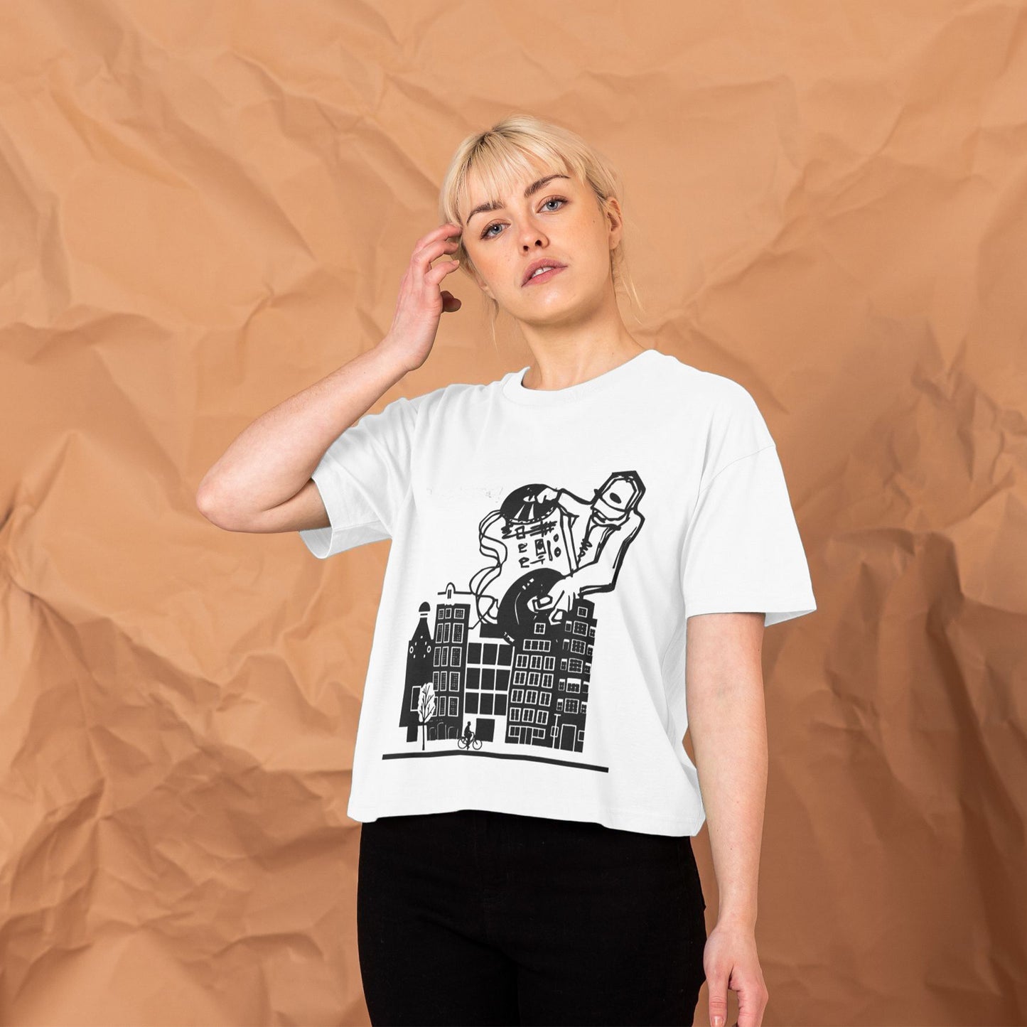 Amsterdam Music Vibe Crop T-shirt White