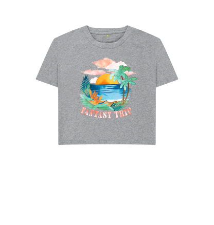 Fantasy Beach Trip Grey Crop T-shirt