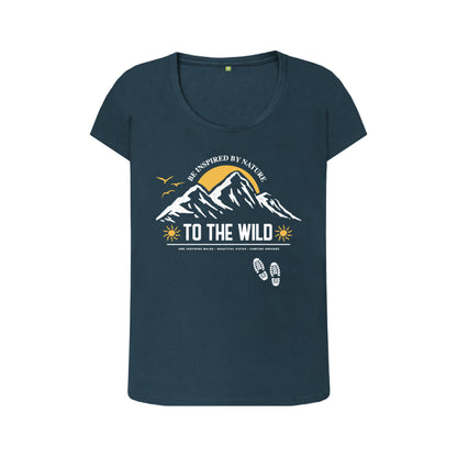 Mountain Sunburst Adventure Women's Scoop Neck T-shirt Denim Blue