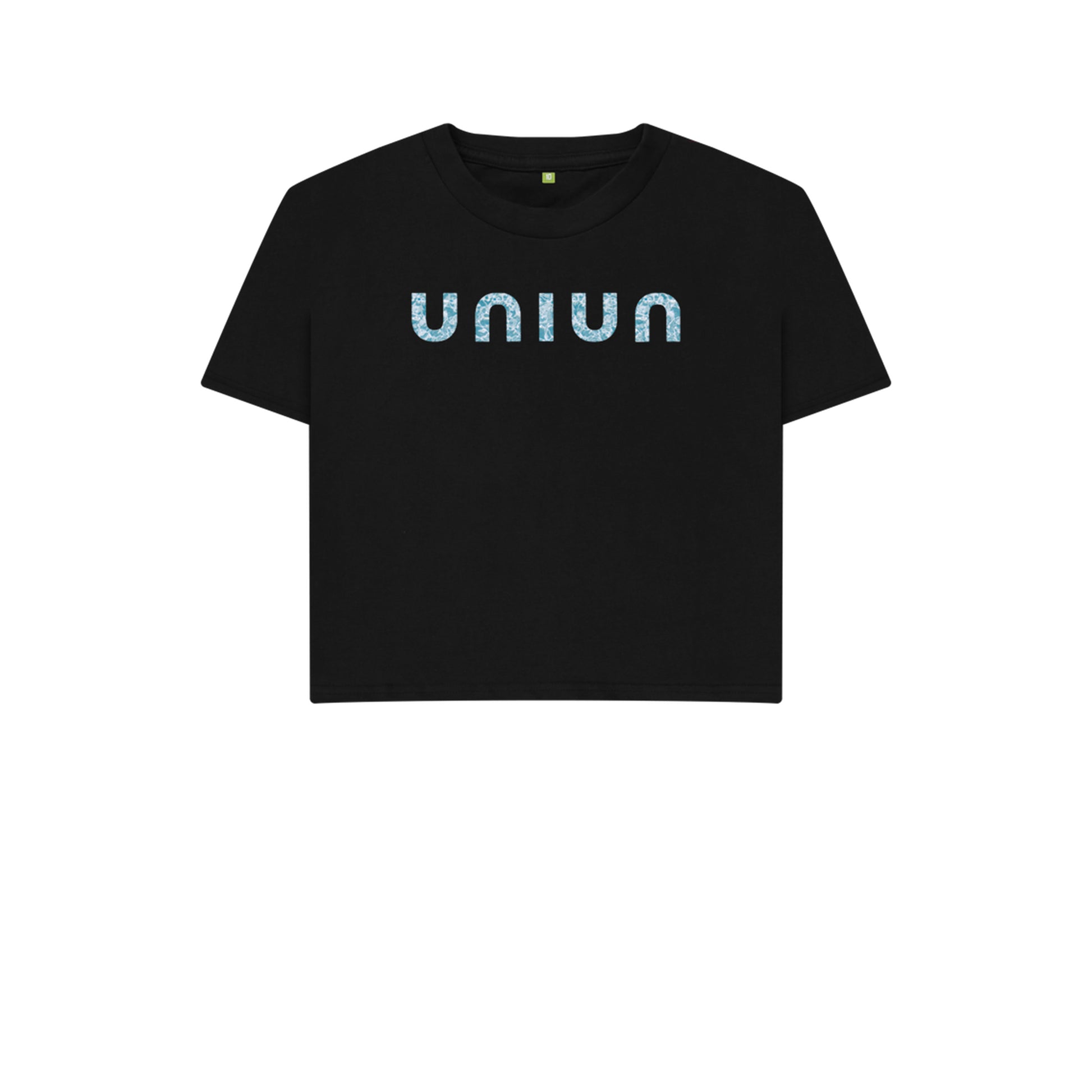 UNIUN Aqua Logo Crop Black T-shirt