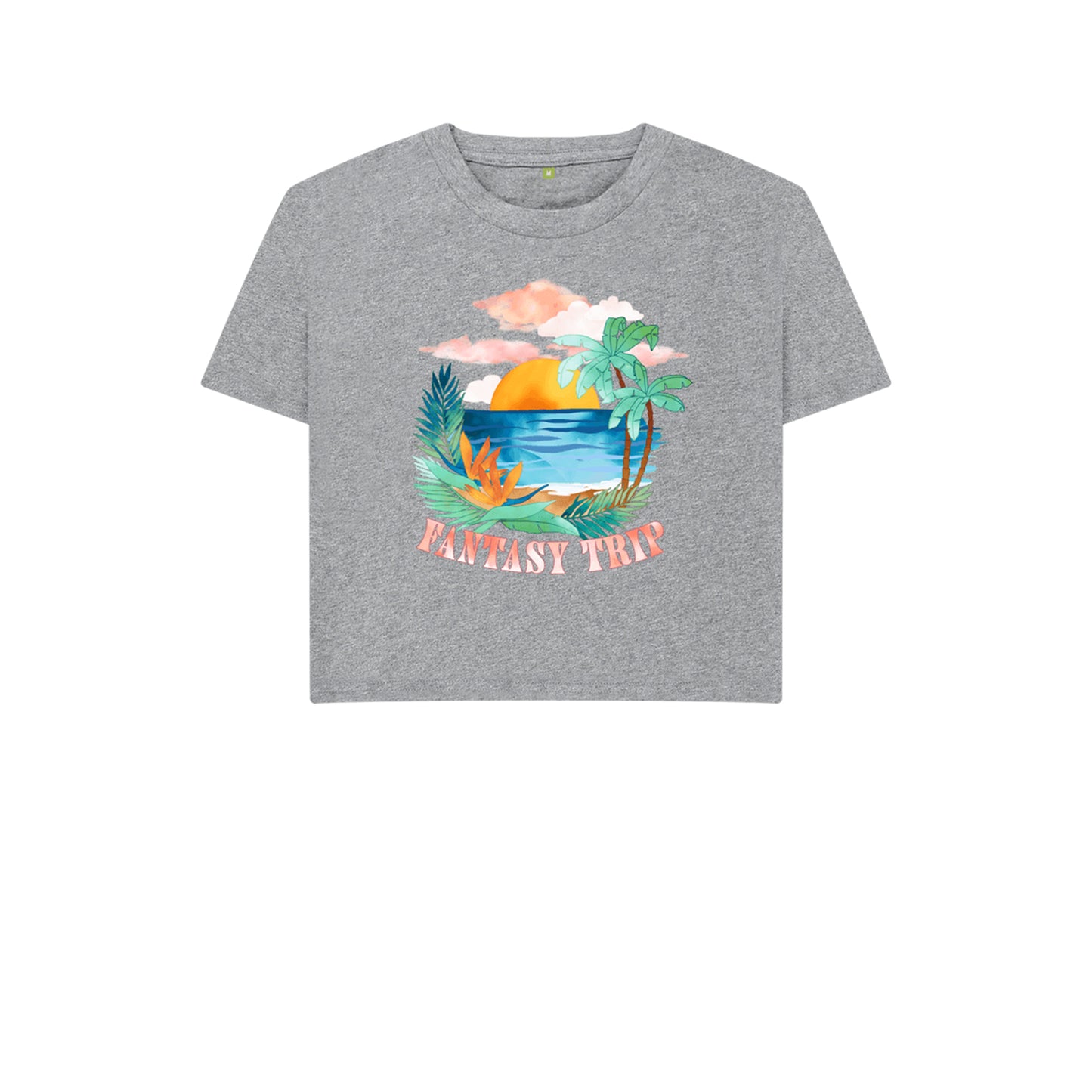 Women's Fantasy Beach Trip Crop T-shirt Grey